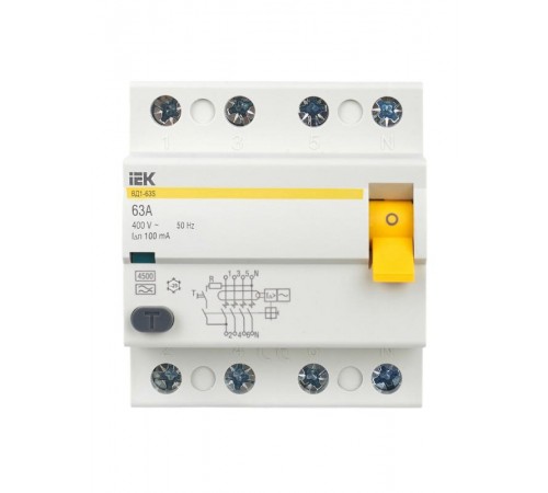 Выключатель дифференциальный (УЗО) ВД1-63 4п 63А 100мА тип A  MDV11-4-063-100  IEK
