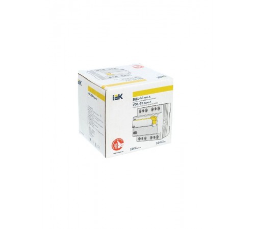 Выключатель дифференциальный (УЗО) ВД1-63 4п 63А 100мА тип A  MDV11-4-063-100  IEK