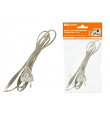 Шнур с плоской вилкой с вырезом ШУ04 ШВВП 2х0,75мм2 1,7 м. прозрачный  SQ1305-0034  TDM