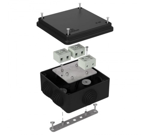 Коробка огнестойкая для о/п 40-0300-FR6.0-6 Е15-Е120 RAL9005 100х100х50 (14 шт/кор) черная  40-0300-9005-FR6.0-6  Промрукав