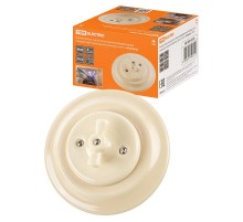 Выключатель скрытой установки фарфоровый поворотный проходной с ручкой (бантик) 10А сл. кость "Болон  SQ1820-0316  TDM