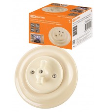 Выключатель скрытой установки фарфоровый поворотный проходной с ручкой (бантик) 10А сл. кость "Болон  SQ1820-0316  TDM