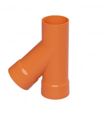 Тройник для двустен. труб. 45 град.. полипропилен. желтый. д.140  019140  DKC