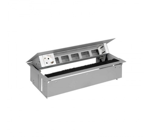 Simon S400 Врезной розеточный блок с крышкой,  ввод щетка, 1x2P+E, 5 пустых отверстий, алюминий, Simon 400  44601000-133  Simon