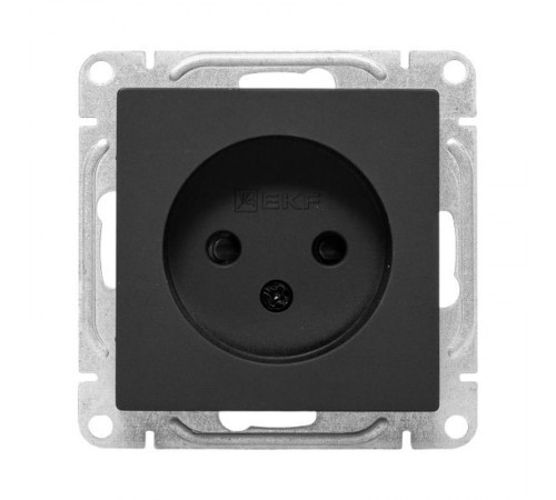 Механизм розетки, 16А, без заземления, со шторками, чёрный Эпика EKF  UP1-SOB-101  EKF