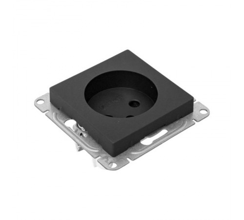 Механизм розетки, 16А, без заземления, со шторками, чёрный Эпика EKF  UP1-SOB-101  EKF