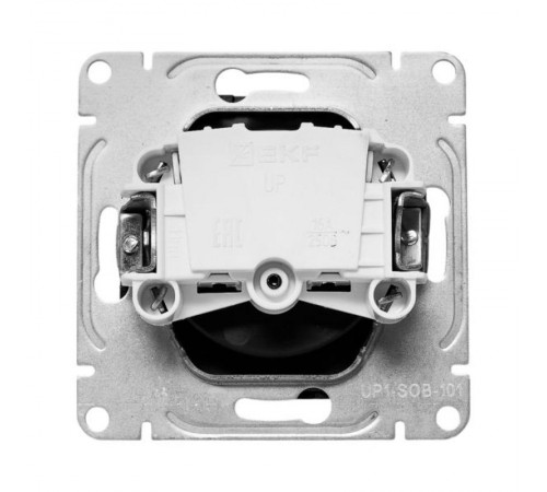 Механизм розетки, 16А, с заземлением, со шторками, чёрный Эпика EKF  UP1-SOB-111  EKF