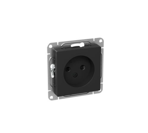 Механизм розетки, 16А, без заземления, со шторками, чёрный Эпика EKF  UP1-SOB-101  EKF