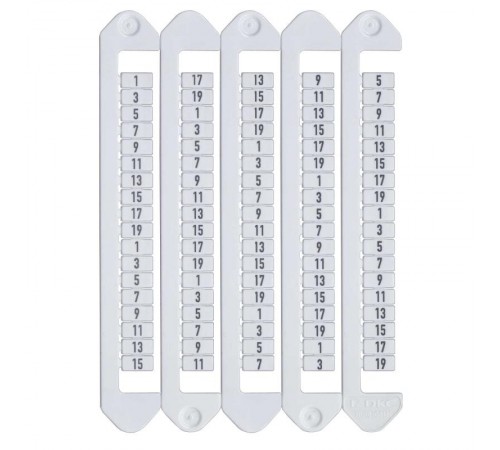 Маркировка для клемм, ширина 5 мм, от 1 до 19, вертикальная ориентация  NUTB-5-1-19V  DKC