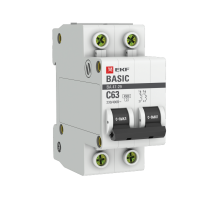 Выключатель автоматический двухполюсный ВА 47-29 63А C 4,5кА Basic  mcb4729-2-63C  EKF