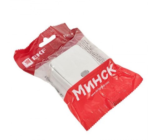 Минск Выключатель 1-клавишный ОП 10А с индикатором белый  EKF Basic  EGV10-121-10  EKF