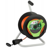 Удлинитель силовой  RP-1-2x1-40m на пластиковой катушке без заземления 1 розетка 40м ПВС 2x1мм2   Б0059771  ЭРА