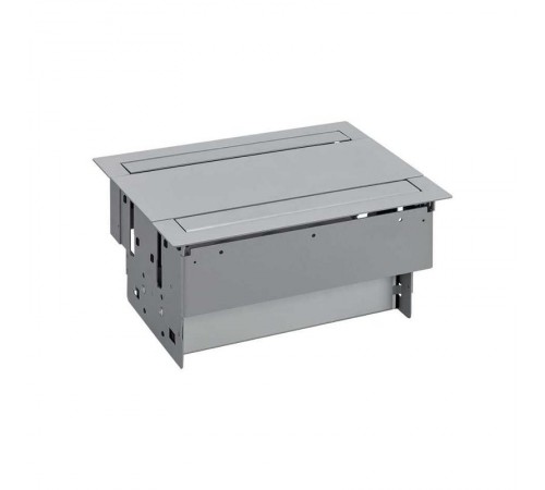 Simon S400 Двухсторонний Врезной розеточный блок с крышкой и мет. вводом, 6x2P+E, 2 пустых модуля, алюмин, S400  47403000-133  Simon