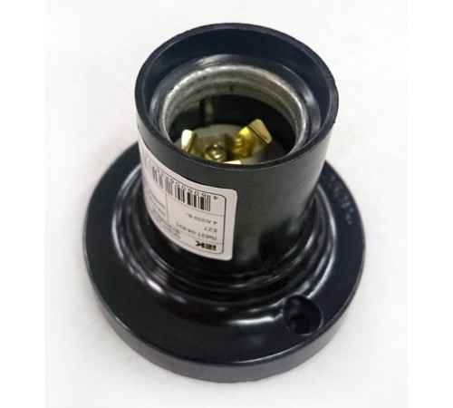 Патрон потолочный карболитовый Е27 черный (50 шт), стикер на изделии Пкб27-04-К21  EPK12-04-01-K01  IEK