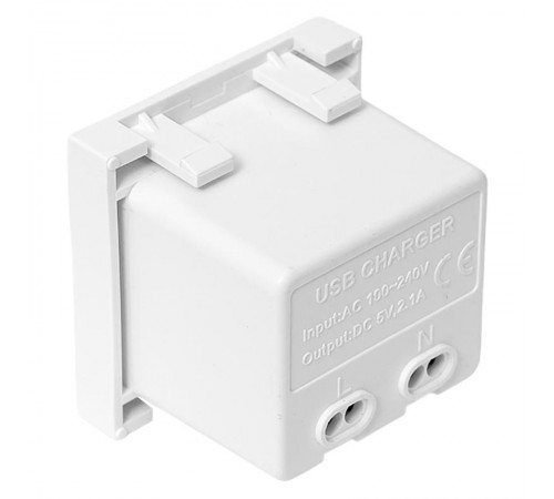 Розетка USB A+C, 2.1А, 2 гнезда, без индикатора, белая 45*45мм  E2MR2-21USB-10-AC  EKF