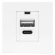 Розетка USB A+C, 2.1А, 2 гнезда, без индикатора, белая 45*45мм  E2MR2-21USB-10-AC  EKF