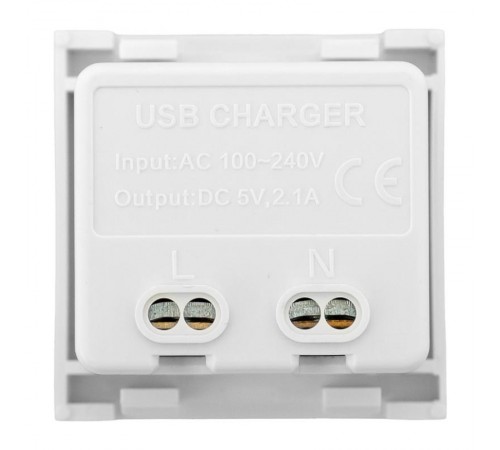 Розетка USB A+C, 2.1А, 2 гнезда, без индикатора, белая 45*45мм  E2MR2-21USB-10-AC  EKF