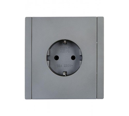 FORTE&PIANO Розетка с заземлением со шторками безвинтовое крепление 16А FP513 сталь  FP-R14-16-1-K46  IEK
