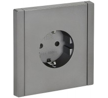 FORTE&PIANO Розетка с заземлением со шторками безвинтовое крепление 16А FP513 сталь  FP-R14-16-1-K46  IEK