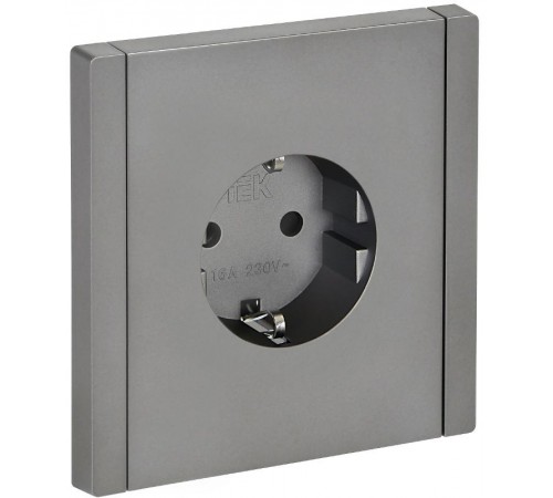 FORTE&PIANO Розетка с заземлением со шторками безвинтовое крепление 16А FP513 сталь  FP-R14-16-1-K46  IEK