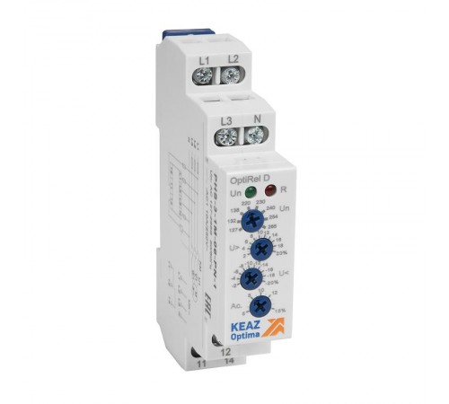 Реле контроля фаз OptiRel D PHS-3-1M-06-PN-2 повышенного/пониженного настр асимметрии 3Ф+N 2CО  331996  КЭАЗ