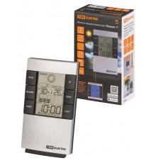 Метеостанция комнатная "Климат 1" вертикальная, термометр, гигрометр, будильник, серебро,  SQ4006-0001  TDM