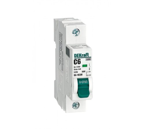 Выключатель автоматический без теплозащиты однополюсный ВА-103М 1P 6А характеристика C 6кА  12500DEK  Dekraft