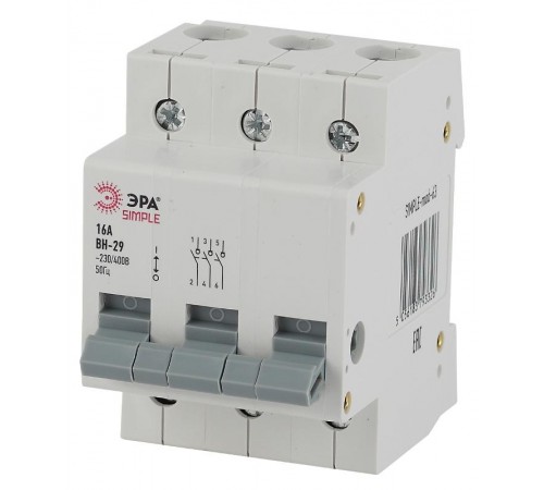 Выключатель нагрузки модульный (мини-рубильник) ВН-29 3P 40А SIMPLE-mod-65 ЭРА SIMPLE  Б0039255  ЭРА