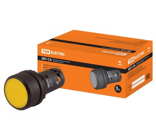 Кнопка SB7-CA55 d22мм 1з+1р желтая  SQ0746-0013  TDM