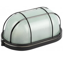 Светильник для ЖКХ под лампу НБП 04-100-002 Акватермо алюминий/стекло решетка IP54 E27 max 100Вт 280х160 овал черный   Б0063913  ЭРА