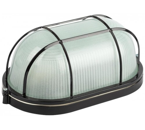 Светильник для ЖКХ под лампу НБП 04-100-002 Акватермо алюминий/стекло решетка IP54 E27 max 100Вт 280х160 овал черный   Б0063913  ЭРА