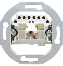 Одинарная телефонная (UAE) розетка, для штекеров RJ-12 и RJ-45, категория 3; универсальные встраиваемые механизмы  UAE8UPO  Jung