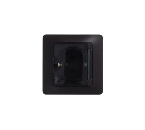 Glossa Алюминий Розетка с заземлением со шторками с крышкой, IP44 (в сборе с рамкой)  GSL000348  SE