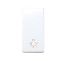 Simon 27 Выключатель 1-кл кнопочный с пиктограммой "лампа", 10А 250В, узкий модуль, S27, белый  27151-64  Simon