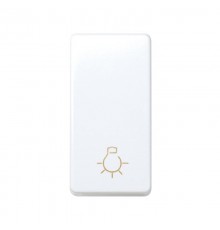 Simon 27 Выключатель 1-кл кнопочный с пиктограммой "лампа", 10А 250В, узкий модуль, S27, белый  27151-64  Simon