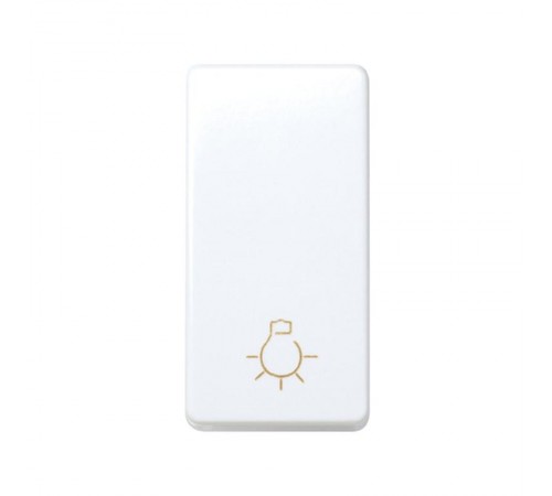 Simon 27 Выключатель 1-кл кнопочный с пиктограммой "лампа", 10А 250В, узкий модуль, S27, белый  27151-64  Simon