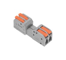 Клемма СМК 222-422R проходная разъемная 2 полюса серая 0,2-2,5/4мм (50 шт/уп)  07-5262  REXANT