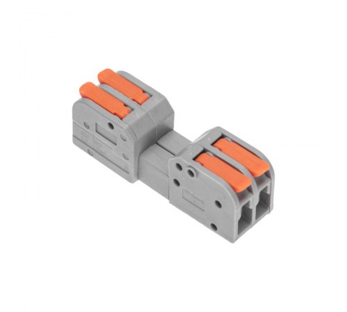 Клемма СМК 222-422R проходная разъемная 2 полюса серая 0,2-2,5/4мм (50 шт/уп)  07-5262  REXANT