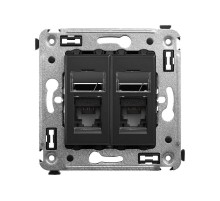 Компьютерная розетка RJ-45 в стену, кат.6 двойная,"Avanti", "Черный матовый"  4412294  DKC