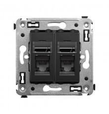 Компьютерная розетка RJ-45 в стену, кат.6 двойная,"Avanti", "Черный матовый"  4412294  DKC