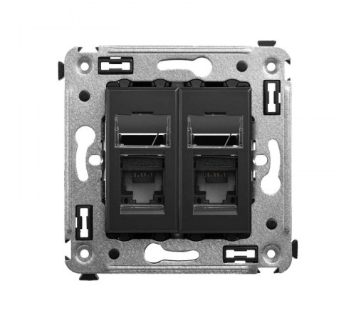 Компьютерная розетка RJ-45 в стену, кат.6 двойная,"Avanti", "Черный матовый"  4412294  DKC