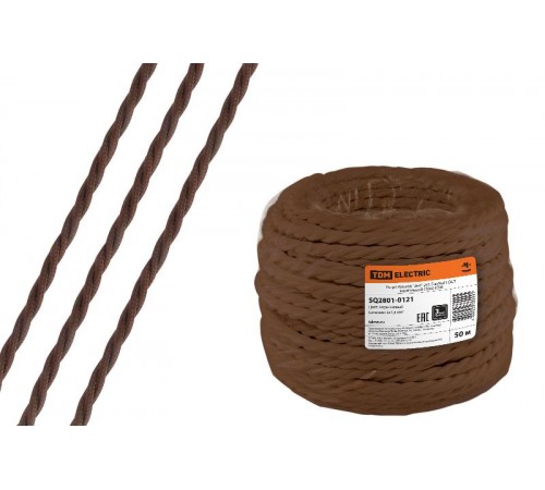 Ретро провод "Эко" 2х1,5 витой ГОСТ коричневый (50м)  SQ2801-0121  TDM