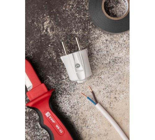 Вилка прямая без заземления белая 10А 250 В Proxima  AVP10-10-r  EKF