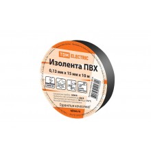 Изолента ПВХ 0,13*15мм Черная 10м   SQ0526-0026  TDM