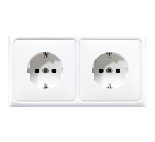 Штепсельная розетка SCHUKO 16A 250V~ сдвоенная, полная плата; термопласт; белая  CD522BFWW  Jung