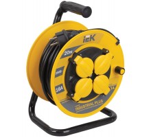 Удлинитель на катушке УК20 с т/з 4 места 2Р+PЕ/20метров 3х1,5мм2 IP44 "Industrial plus"  WKP15-16-04-20-44  IEK