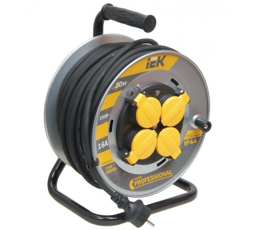 Удлинитель на катушке УК20 с т/з 4 места 2Р+PЕ/20метров 3х1,5мм2 IP44 "Industrial plus"  WKP15-16-04-20-44  IEK