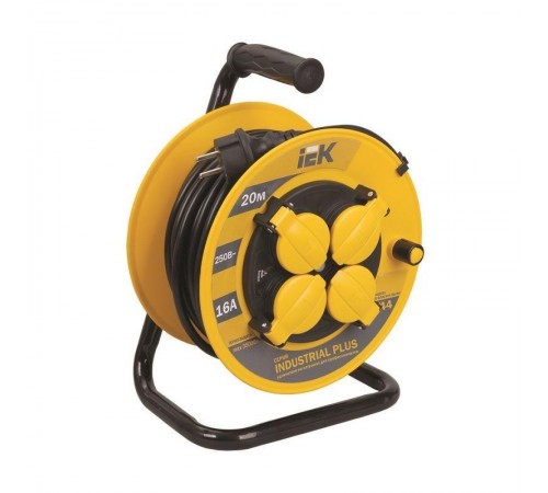 Удлинитель на катушке УК20 с т/з 4 места 2Р+PЕ/20метров 3х1,5мм2 IP44 "Industrial plus"  WKP15-16-04-20-44  IEK
