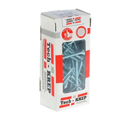 Саморезы универсальные 50х6,0 мм (100 шт) оцинкованные - коробка с окном ( 0,644 кг)  102207  Tech-KREP