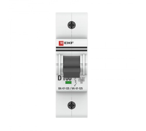 Выключатель автоматический однополюсный ВА 47-125 100А D 15кА PROxima  mcb47125-1-100D  EKF